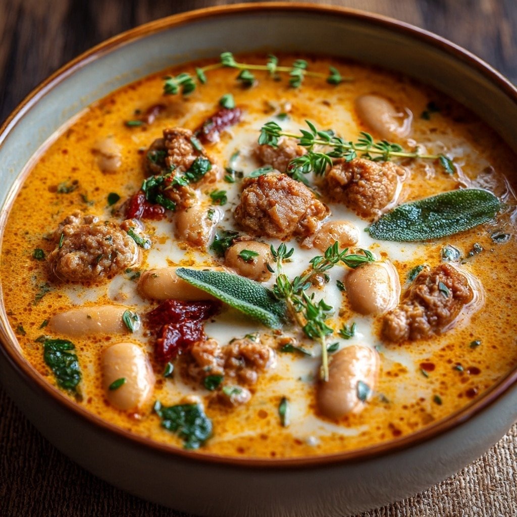 Spicy Italian Sausage Bean Soup Recipe - Recipe Image