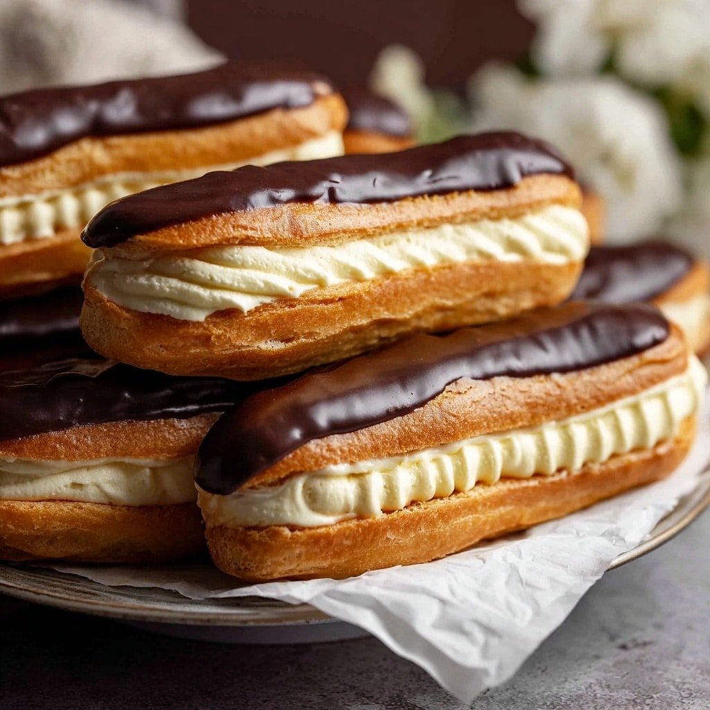 French-Style Eclairs with Mascarpone-Stabilised Cream and Shiny Chocolate Glaze Recipe
