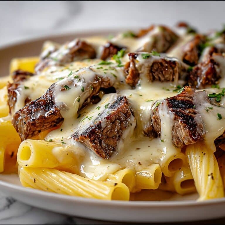 Steak and Creamy Garlic Parmesan Pasta Recipe